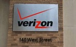 NEW YORK - JUNE 03: A Verizon logo is displaye...